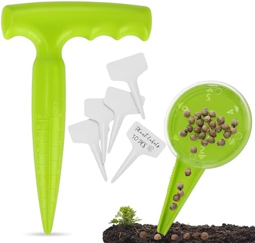 2 Stück Dibbler Gartenwerkzeugset enthält Blumenzwiebel-Pflanzwerkzeuge, Pflanzensamen-Dispenser, 1 Stück Pflanzenetiketten – Erdlochstanzer, Gartenhandwerkzeug für Blumen und Gemüse  |   Gartengerätesets Gartengerätesets Gartengerätesets