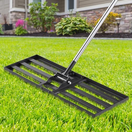 3X1 Zoll Rasenebnungsrechen, Yumatum 72″ mühelose Rasenebnungswerkzeug, Rasenebner mit Edelstahlgriff für Golfplatz, Garten, Weide, professioneller Rasenpflege-Landschaftsrechen  |   Rechen Rechen Rechen