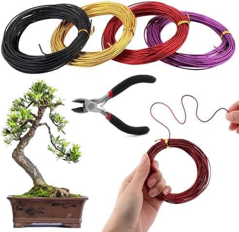 4 Rollen Bonsai-Draht, Bonsai-Trainingsdraht mit Drahtschneider, anodisierter Aluminium-Bonsai-Trainingsdraht, Bonsai-Baumdraht, Bonsai-Draht für Bonsai-Bäume, DIY-Werkzeuge für den Innenbereich.  |   Bonsai-Werkzeuge Bonsai-Werkzeuge Bonsai-Werkzeuge