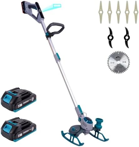 Akku-Grastrimmer, 20V 2 x 2,0Ah Akku-betriebener Unkrautvernichter, Rasenmäher/Begrenzungsgerät/Mini-Mover in 1, wiegt nur 2,4 kg  |   Handkantenfräser Handkantenfräser Handkantenfräser