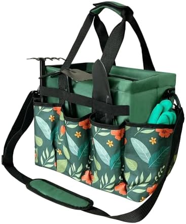 Garten Tragetasche, Oxford Gartenwerkzeug Aufbewahrungstasche mit 8 Taschen, tragbare Gartenwerkzeug Organizer Tasche mit verstellbarem Schultergurt, ideale Gartengeschenke für Gartenliebhaber ohne Werkzeuge (Grün)  |   Gartengerätesets Gartengerätesets Gartengerätesets