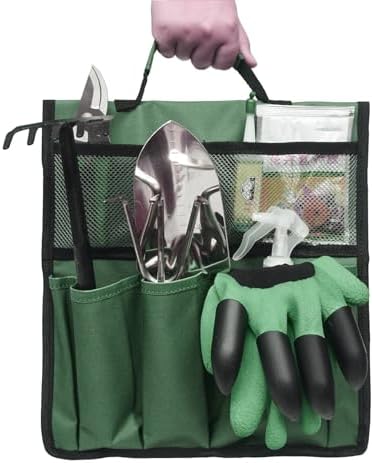 Gartenkniepolster Werkzeugtasche aus Canvas – Gartentasche mit Taschen zur Aufbewahrung von Werkzeugen – Hängender Organizer für Heimwerker – Gartenwerkzeugtasche – Gartenwerkzeugset Halter für Innen- und Außenbereich, Garten, Rasen, Hof (Werkzeuge nicht enthalten)  |   Gartengerätesets Gartengerätesets Gartengerätesets