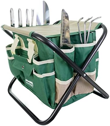 Gartenwerkzeugset, Edelstahl 7-teiliges Werkzeugset, robustes Klapphocker, abnehmbare Canvas-Tasche, Gartenwerkzeug-Kit-Organizer  |   Gartengerätesets Gartengerätesets Gartengerätesets