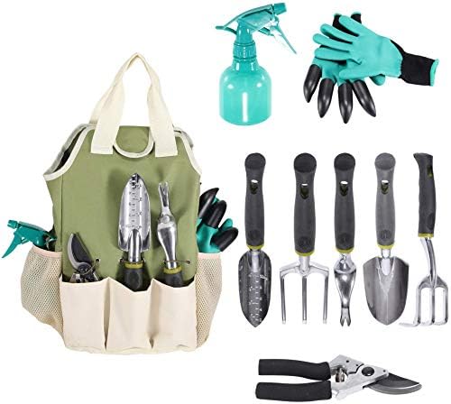 Gartenwerkzeugset | Gartenwerkzeuge Organizer Tasche | Gartenhandschuhe enthalten | Großartige Gartenwerkzeuge für Frauen und Männer | 9-teiliges Gartenzubehör Werkzeugorganisator-Set | Gartenarbeit Geschenke | Gärtnerbedarf  |   Gartengerätesets Gartengerätesets Gartengerätesets