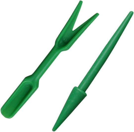 Grüne Mini-Garten-Handwerkzeuge für das Umpflanzen von Sukkulenten, Widger Plastik-Setzlinge Dibber zum Säen und Graben, Mini-Garten-Handwerkzeuge für den Hausgarten, Packung mit 2 Garten- und Rasenpflegewerkzeugen.  |   Gartengerätesets Gartengerätesets Gartengerätesets