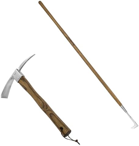 Pickaxe, 62” L-förmiges Unkrautwerkzeug aus Edelstahl, bequemer Holzgriff, Pflaster-Unkrautstecher, Werkzeug zur Unkrautentfernung für Gartenrasen, gepflasterte Terrasse, Terrassenpflasterung  |   Gartenhacken Gartenhacken Gartenhacken