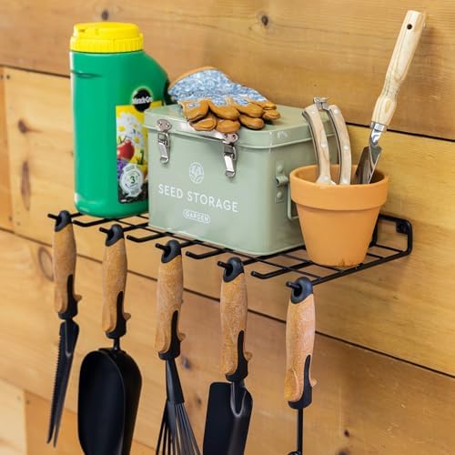 Storeyourboard Gartenwerkzeug Organizer, Wandmontage Aufbewahrungregal für Gartenscheren, Handbeschneider, Pflanzenschneider, Baumschneider, Gartenschneider und Gartenbedarf, hält 1,8 kg.  |   Gartengerätesets Gartengerätesets Gartengerätesets