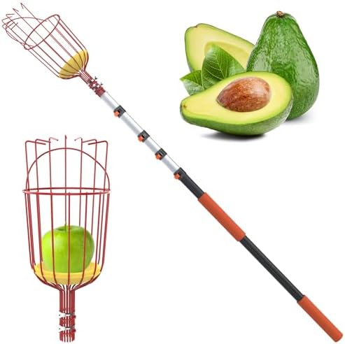 3-12 Fuß Obstpflücker mit teleskopierbarem Verlängerungsstiel, 18 Fuß hohe Reichweite, robuste Aluminium-Teleskopstange, einfach zu befestigender, drehbarer Metallkorb zum Pflücken von Mango, Avocado und Zitrone.  |   Gartenwerkzeuge Gartenwerkzeuge Gartenwerkzeuge